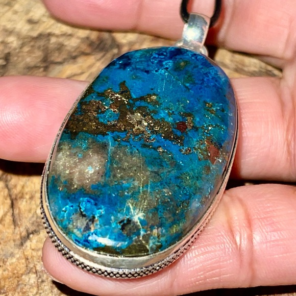 Chunky Chessylite Azurite Pendant 2 1/4” - Picture 1 of 10